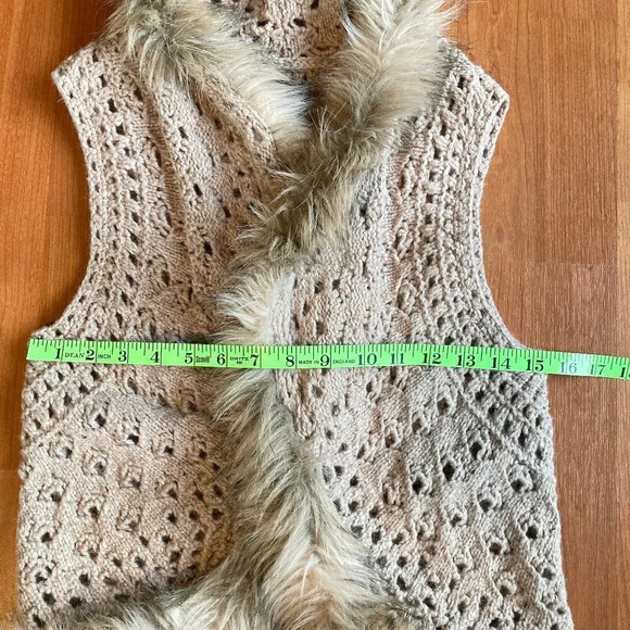 Inc International Concepts Crocheted Vest Bolero Wool Blend Faux Fur Trim, P/S - Picture 5 of 7